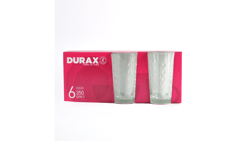 Vasos Vidrio Durax Alto 350 Ml Irupe Transparente Pack X 6