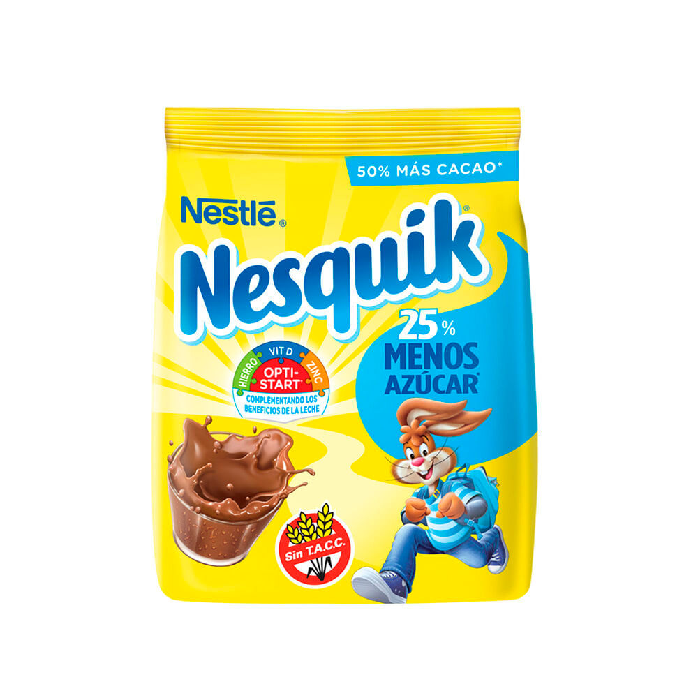 Cacao en polvo Nesquik menos azúcar 300 g. Carrefour