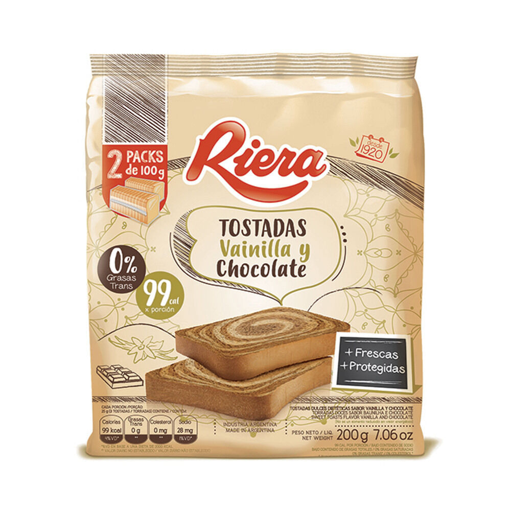 Tostadas Riera vainilla y chocolate 200 g. - Carrefour