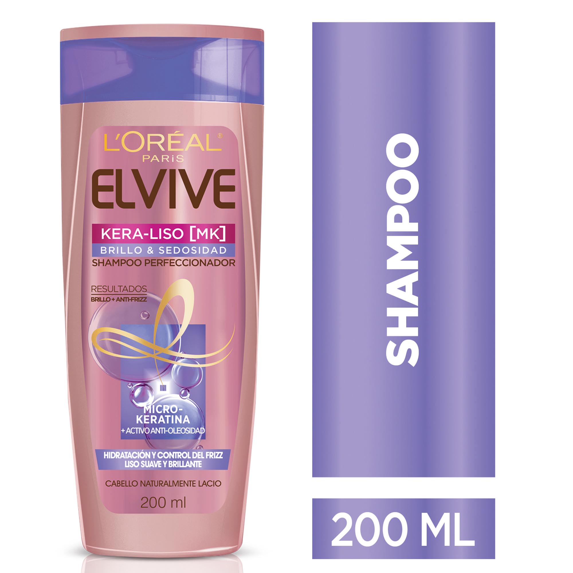Shampoo Elvive Kera liso brillo y sedosidad 200 cc. Carrefour