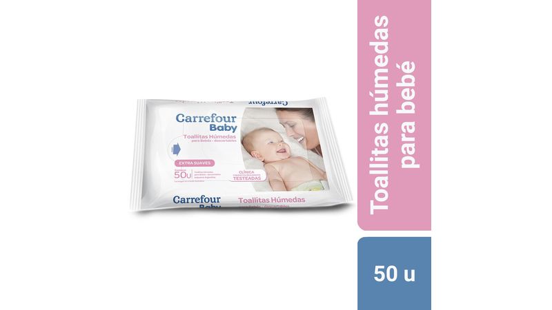 Toallitas húmedas higiénicas infantiles Carrefour Soft 100 ud.