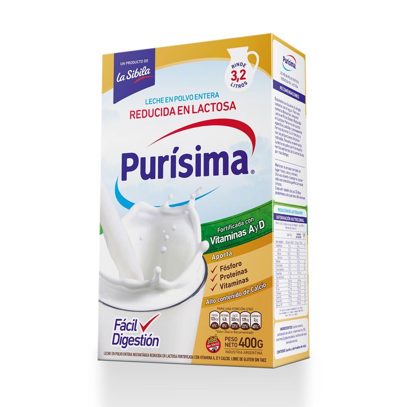 Leche en polvo deslactosada Purísima 400 g. Carrefour