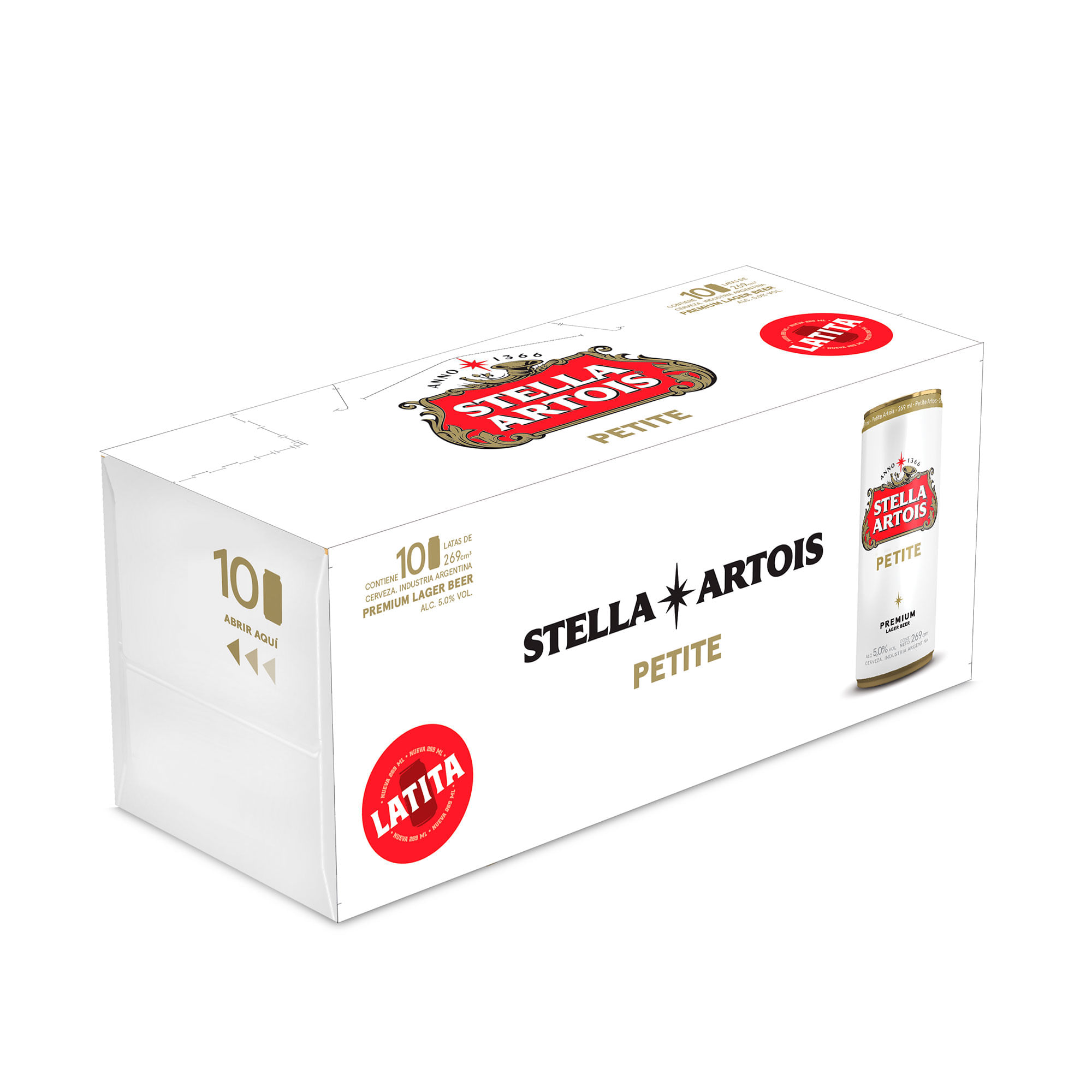Cerveza blanca Stella Artois lata 269 cc. x 10 uni Carrefour
