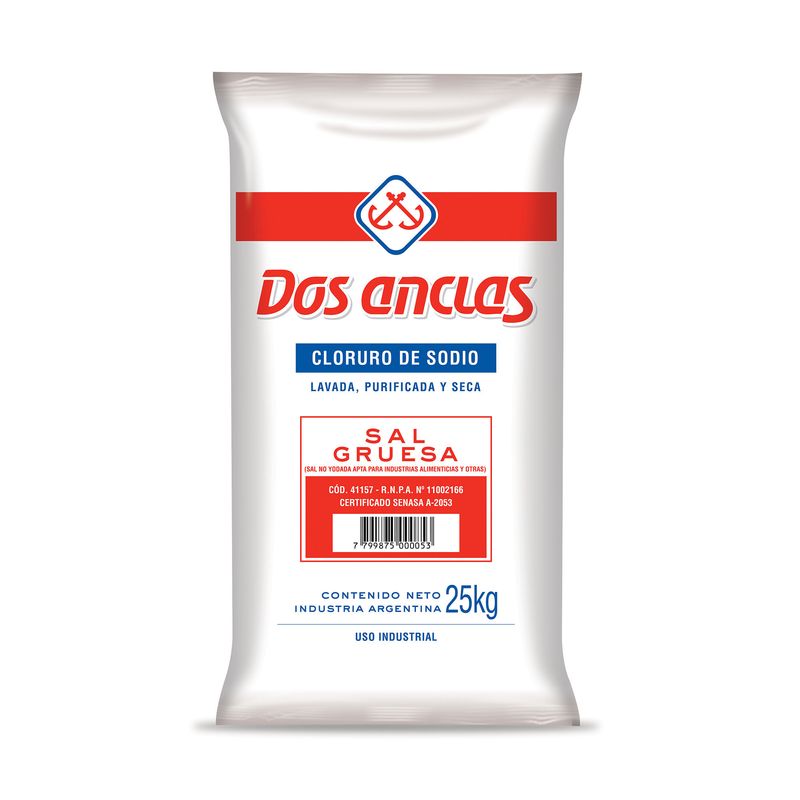 Sal gruesa seca Dos Anclas paquete 25 kg. Carrefour