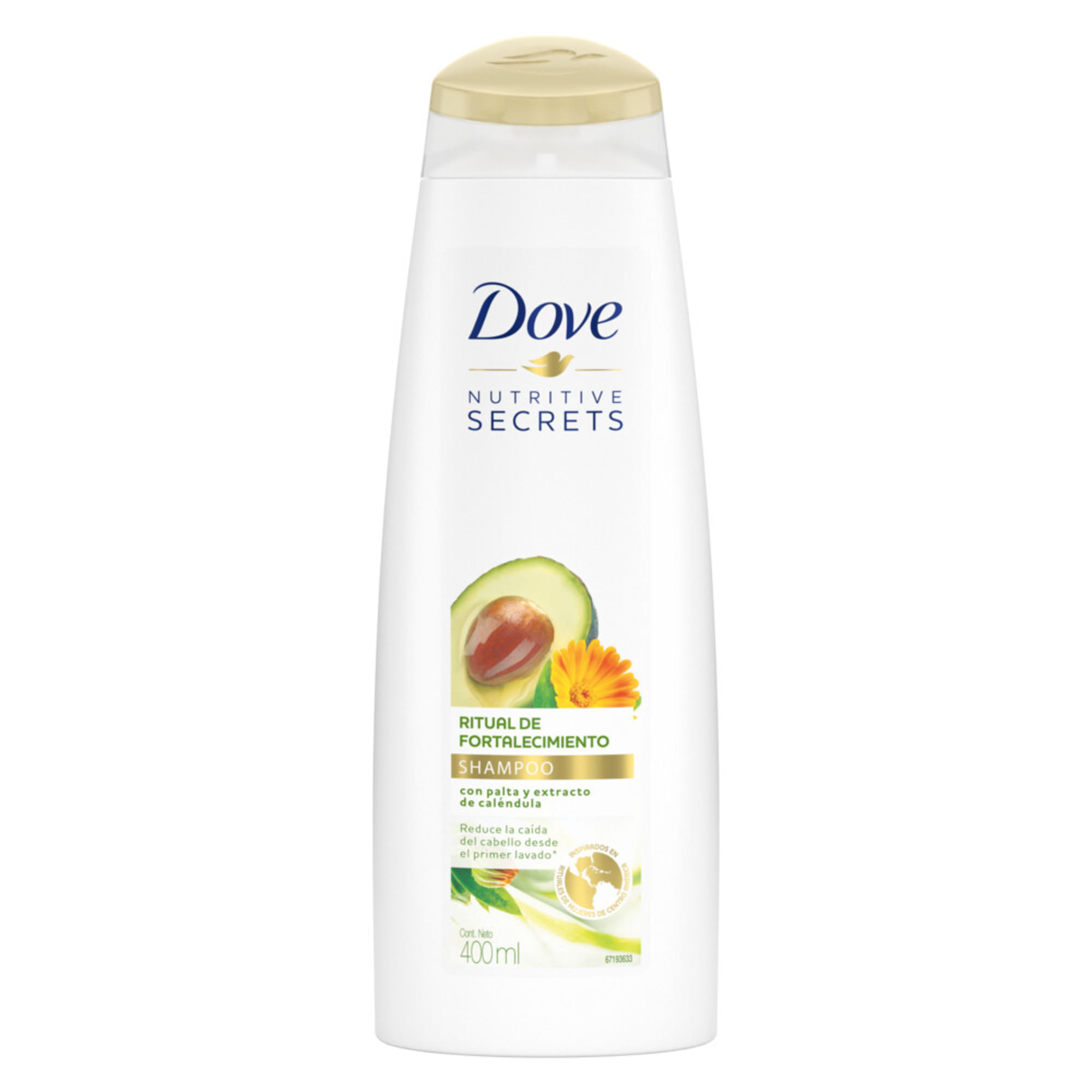 Shampoo Dove ritual de fortalecimiento palta 400 ml. Carrefour