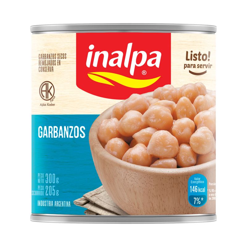 Garbanzos Inalpa secos remojados lata 300 g. Carrefour