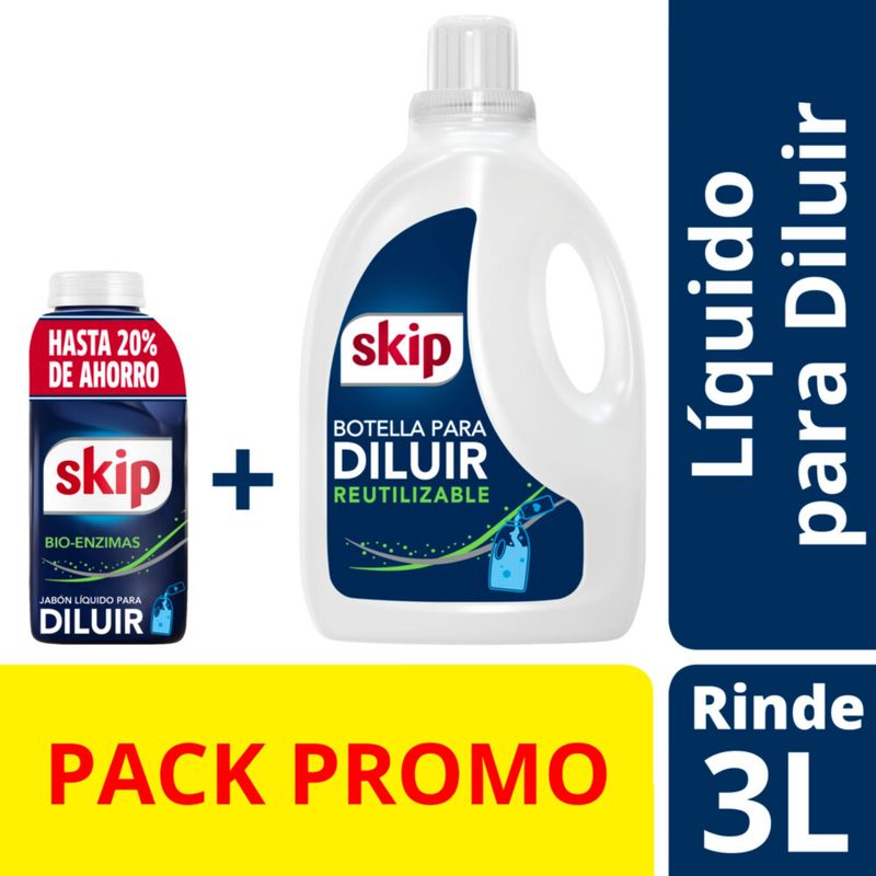 Jabón Líquido Skip Para Diluir 500 Ml Botella Reutilizable 3 L Carrefour 7847