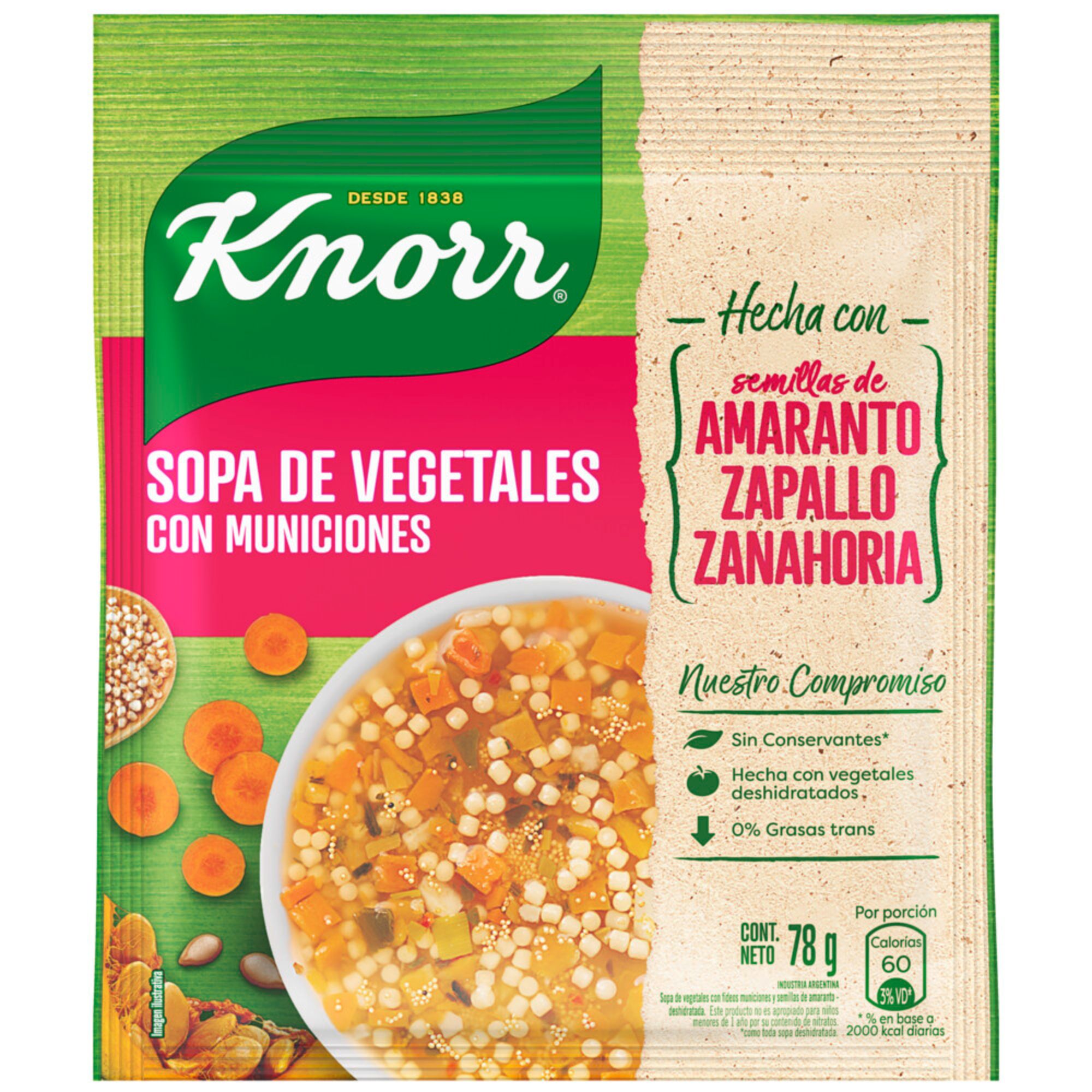 Sopa de vegetales Knorr con amaranto 78 g. - Carrefour