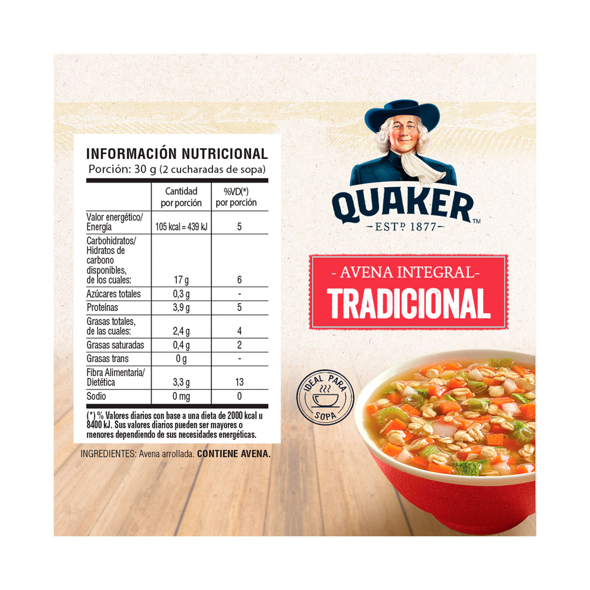 Avena Quaker tradicional fortificada 470 g. - Carrefour