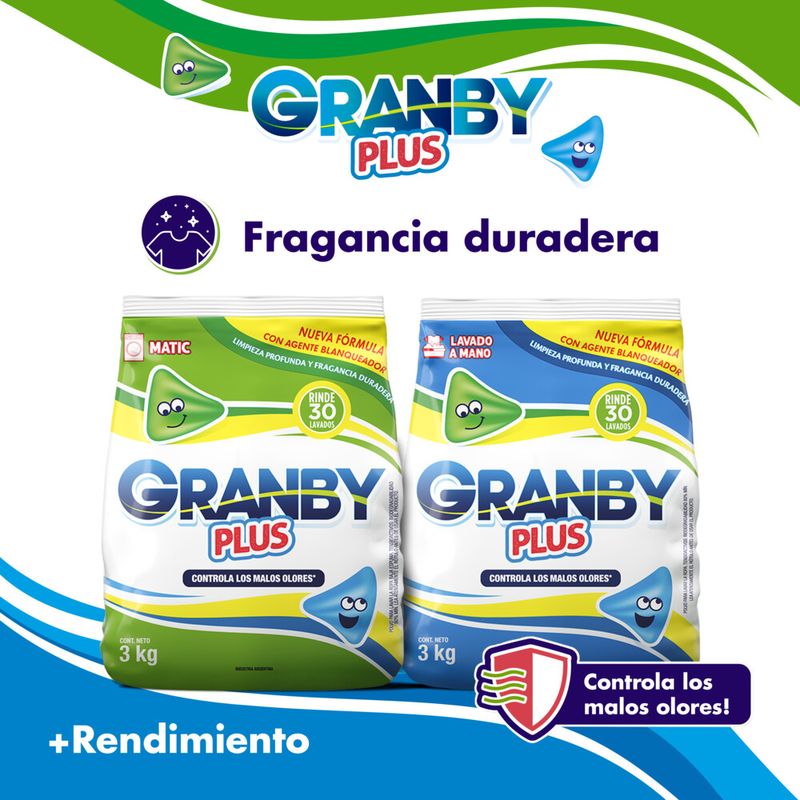 Jabón en polvo para ropa Granby plus lavado a mano 800 g. - Carrefour