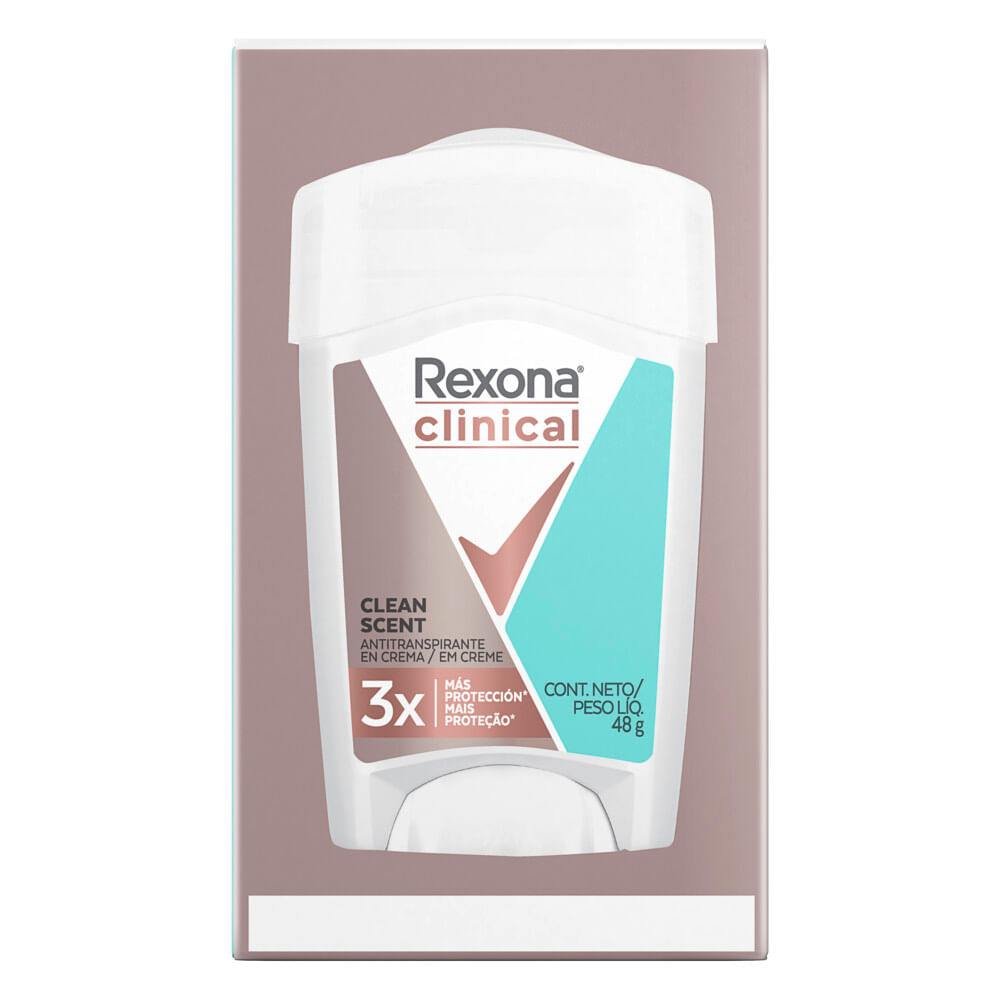 REXONA desodorante CLINICAL antitranspirante en crema para caballero 48 g