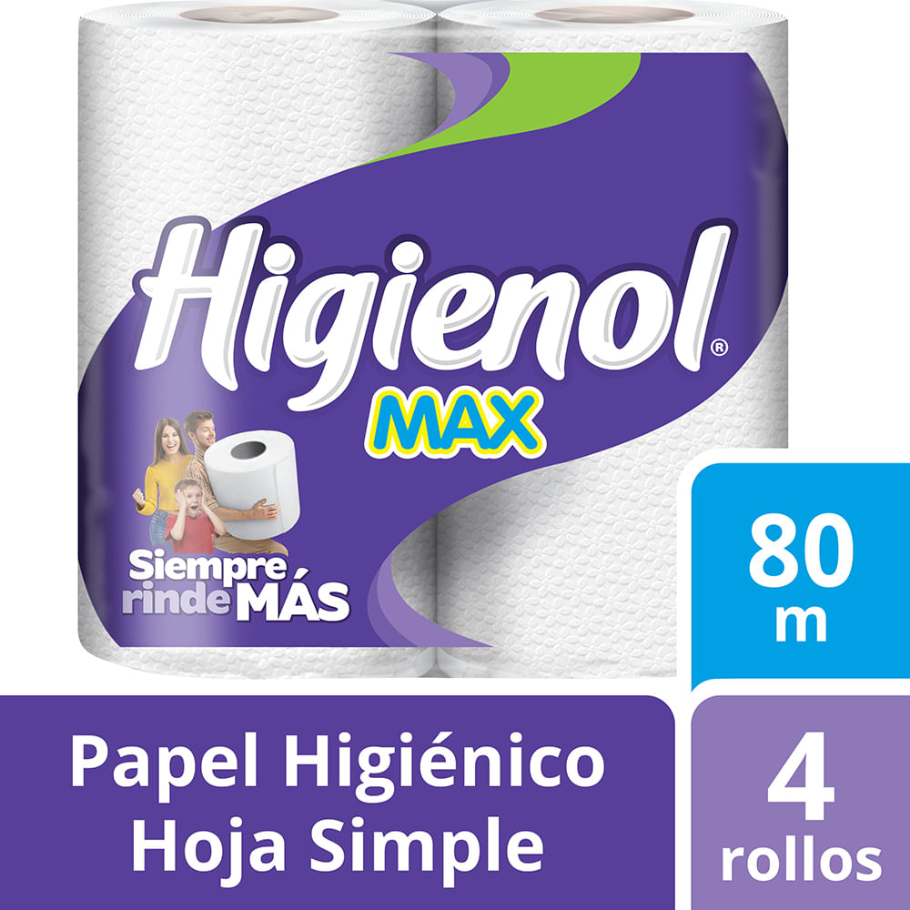 Papel Higiénico Higienol Hoja Simple Max 80 Mts X 4 Uni Carrefour