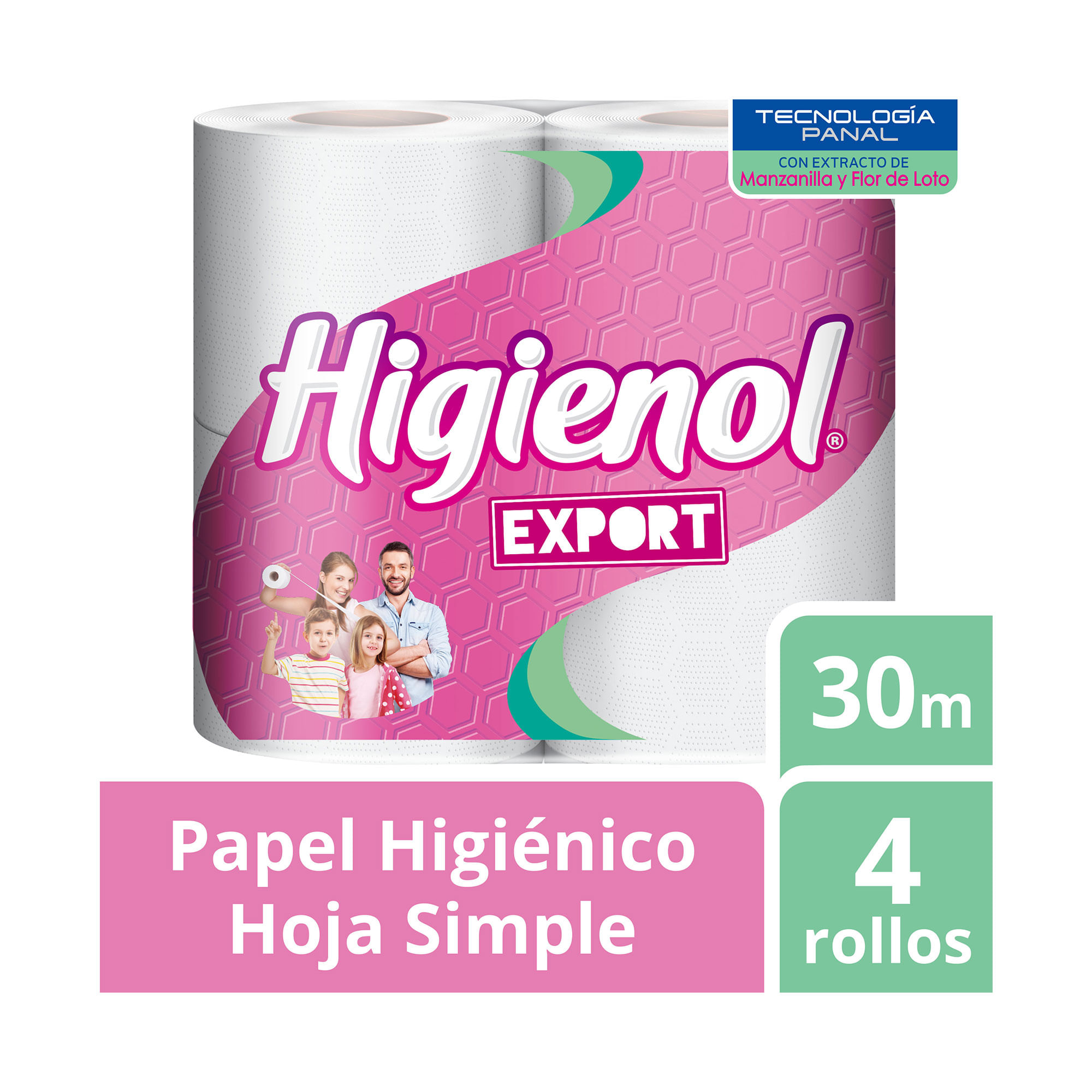 Papel Higiénico Higienol Hoja Simple Export Panal 30 Mts X 4 Uni