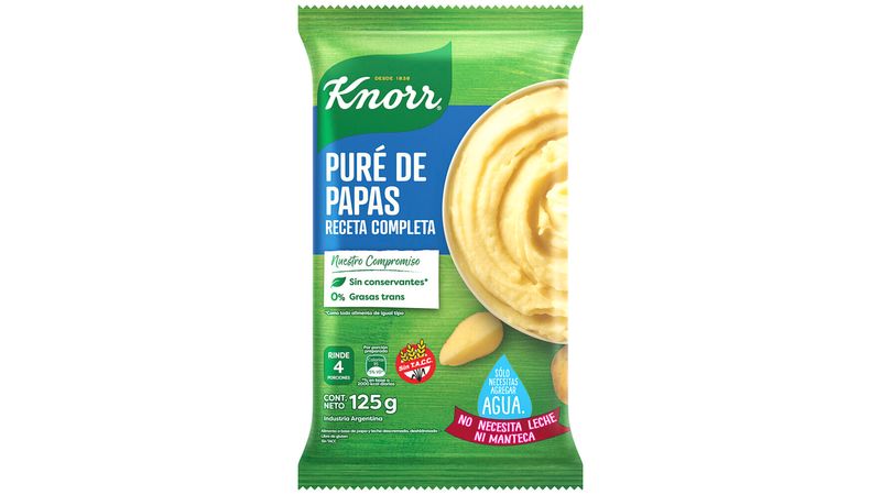 Puré de papa Knorr receta completa bolsa 125 g. - Carrefour