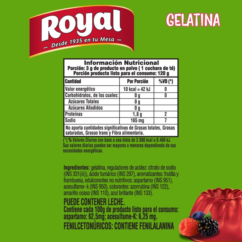 Gelatina Royal sabor frutos rojos 25 g. Carrefour