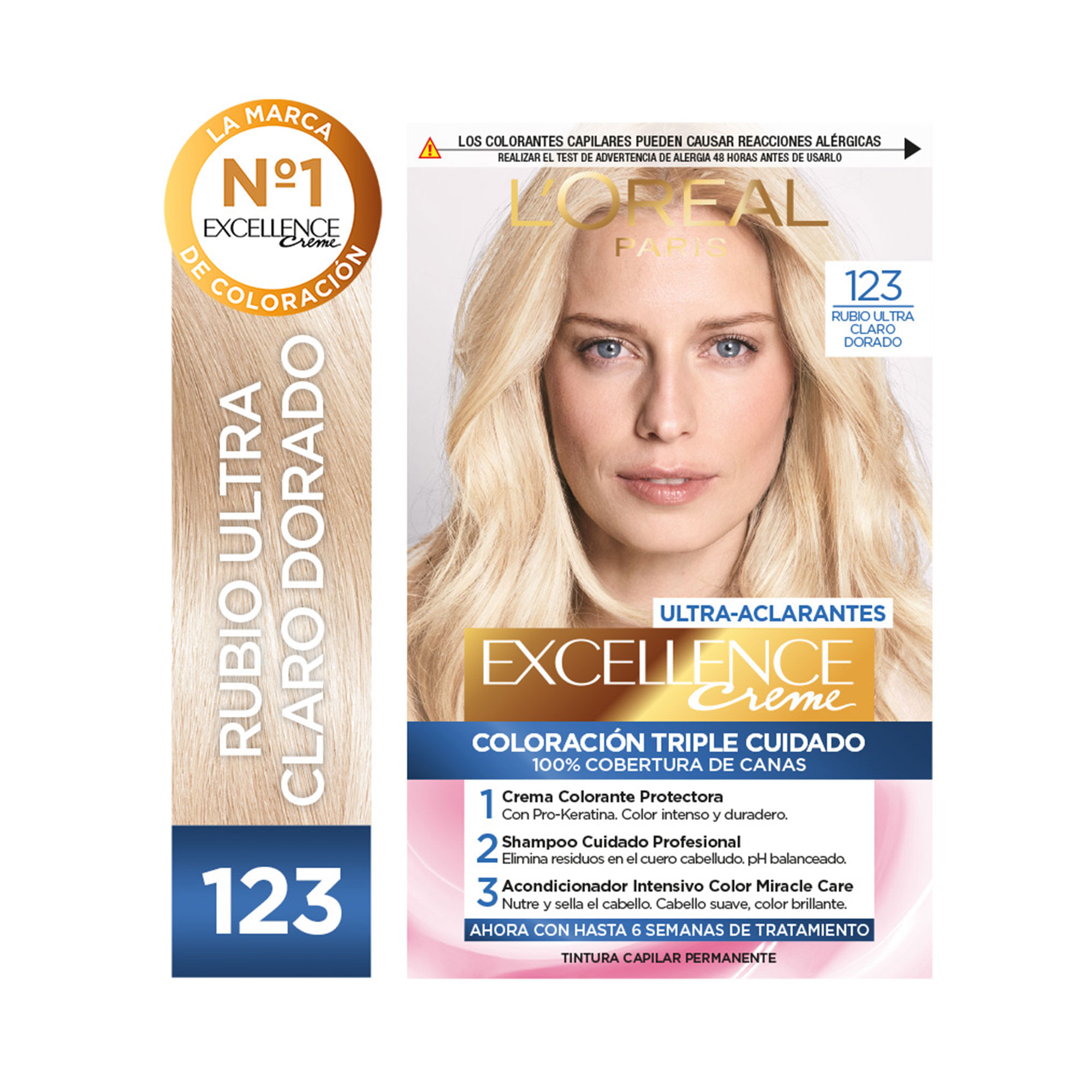 Color permanente Excellence 123 rubio ultra dorado 1 uni - Carrefour