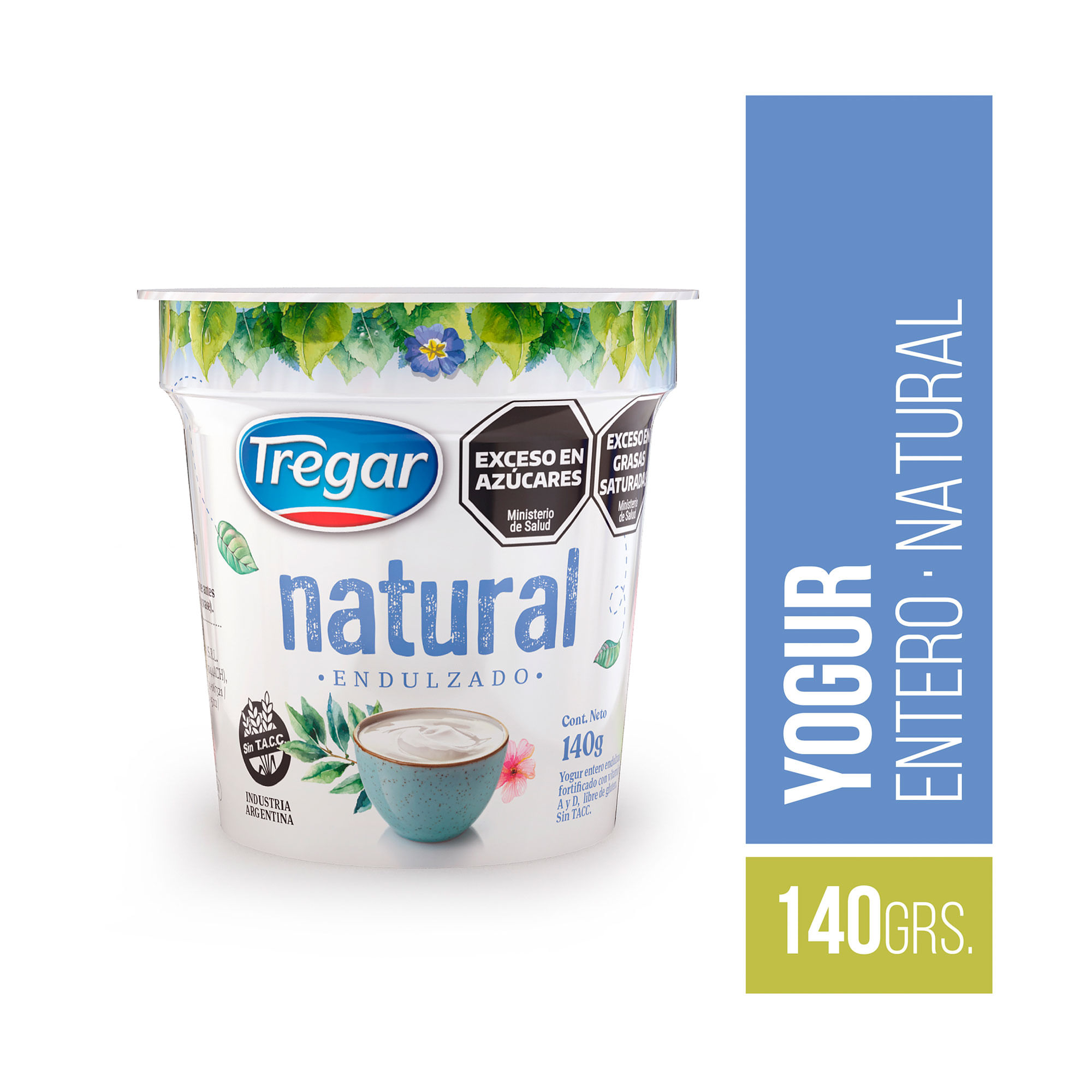 yogur tregar entero natural x 140 gr