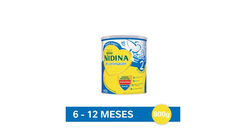 Leche en polvo fórmula infantil Nidina 2 lata 800 g.