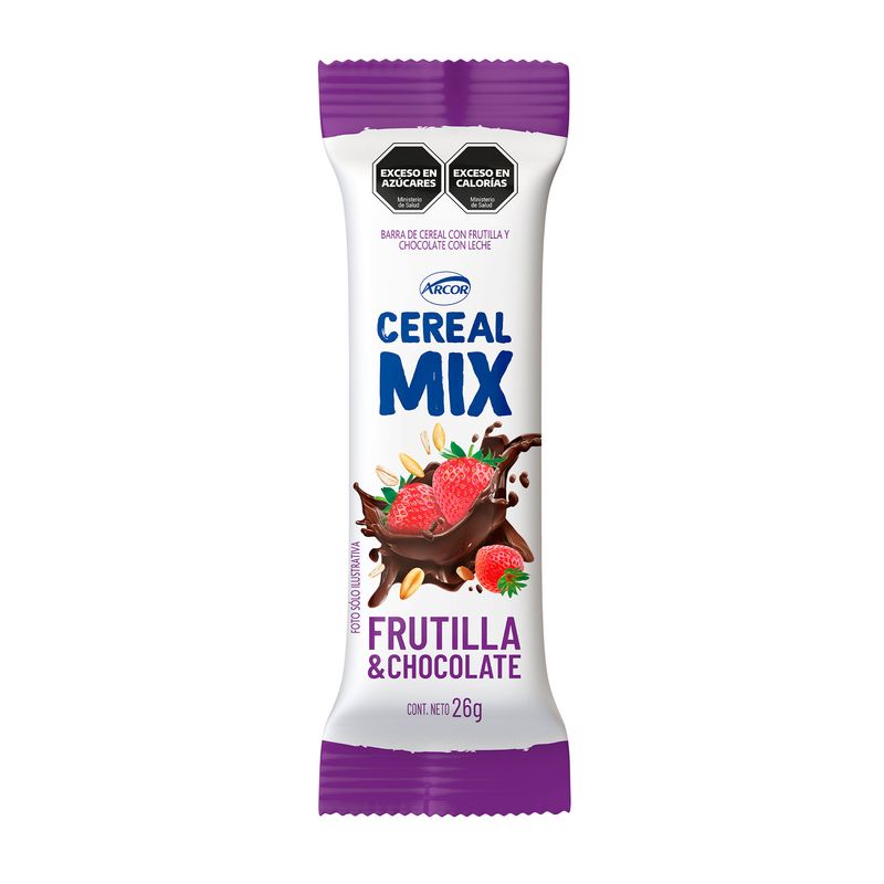 Barra de cereal rellena Cereal mix frutilla con chocolate 26 g. - Carrefour