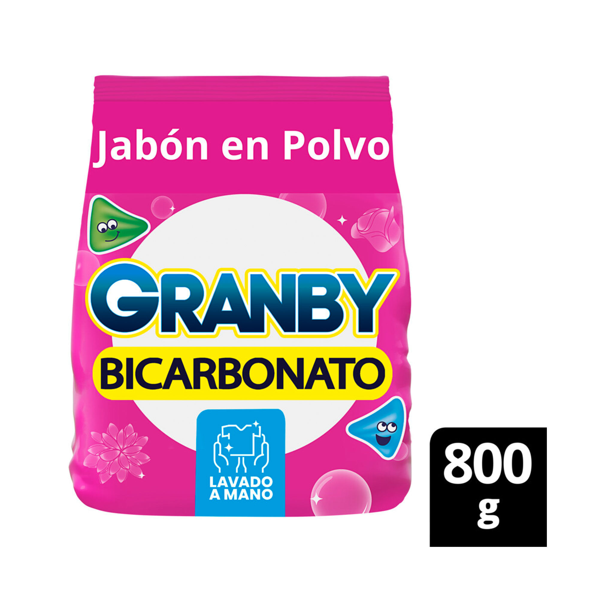 Jabón en polvo para ropa Granby lavado a mano rosa 800 g. - Carrefour