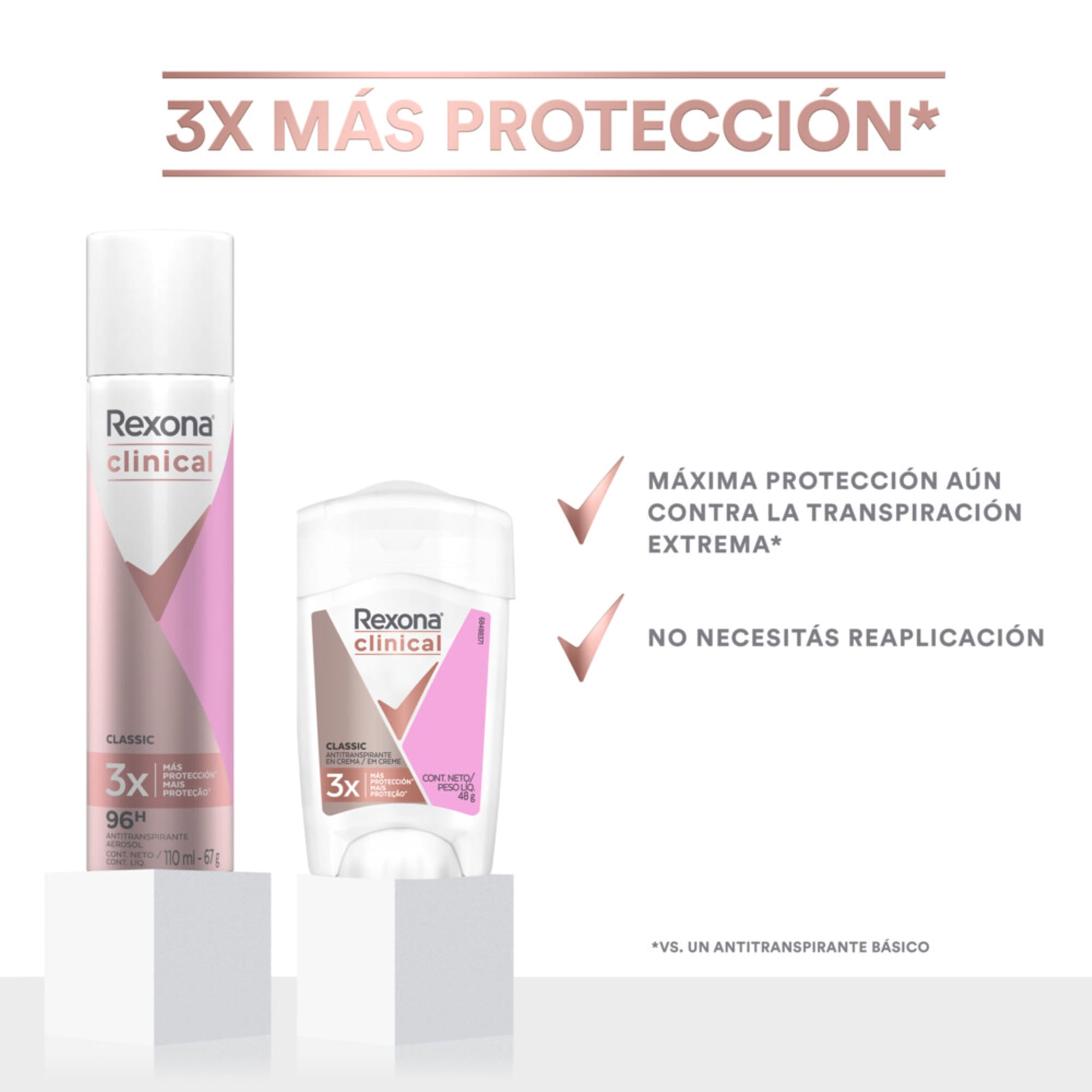 Rexona Barra Antitranspirante Clinical Mujer Classic 48G