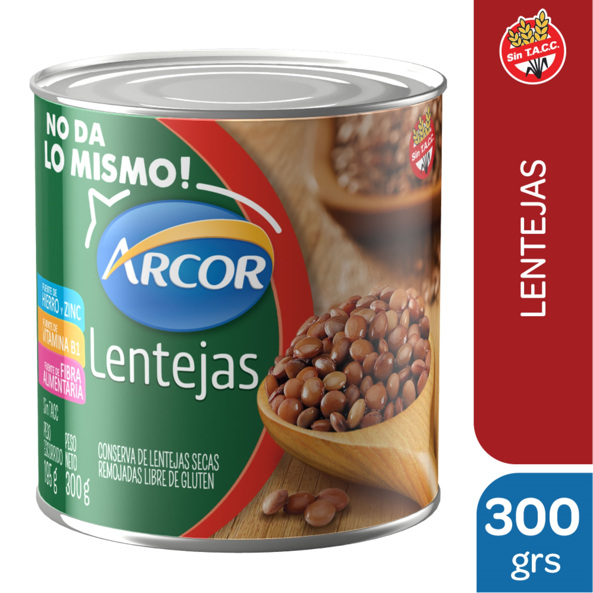 lentejas secas remojadas Arcor en lata 300 g