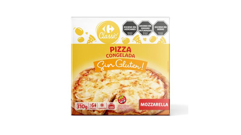 Pizza congelada Carrefour classic sin gluten de mozzarella y jamón 1 uni -  Carrefour