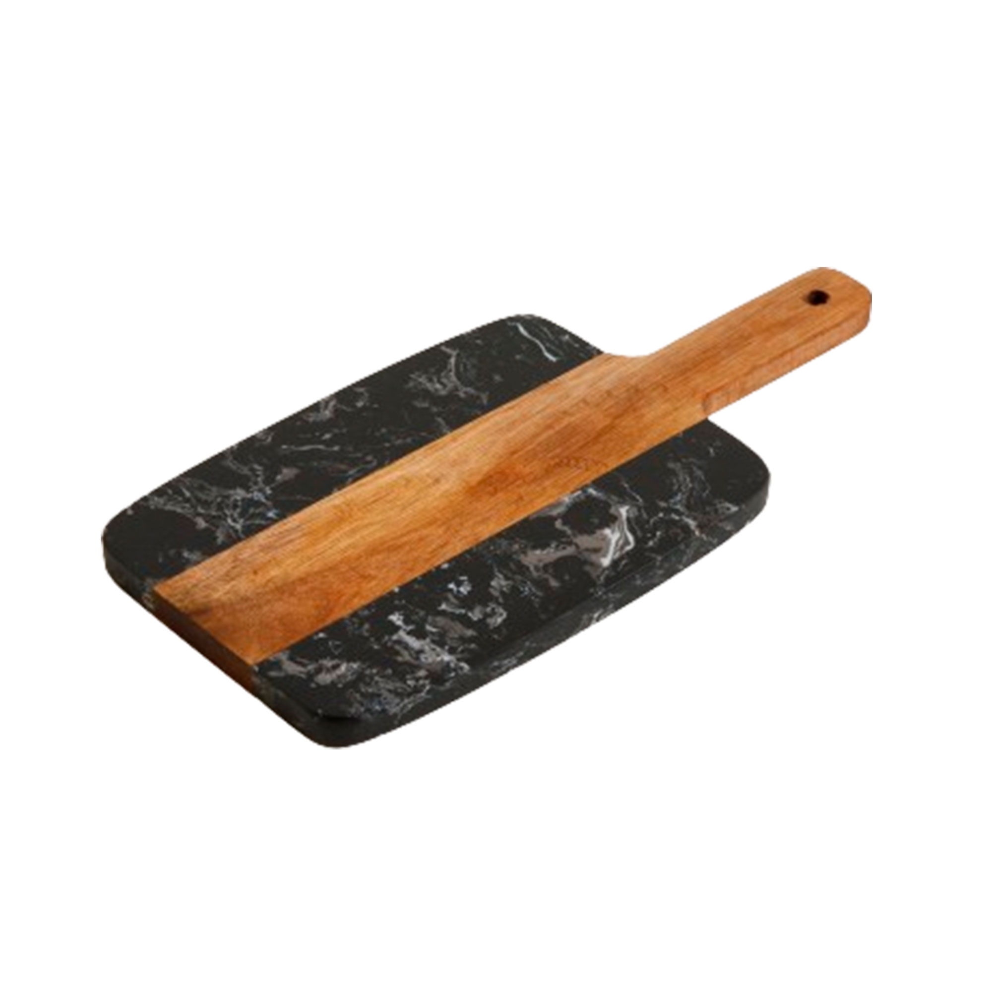 Tabla Macael con mango mármol negro y madera 30x14 cm Carrefour