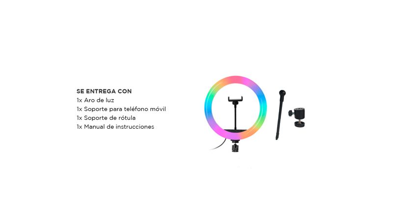 Aro de Luz Gadnic para Selfies Luz LED RGB Carrefour