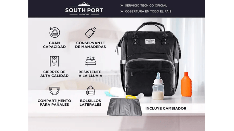 Mochila Maternal Verde South Port S47 By Gadnic con Cambiador
