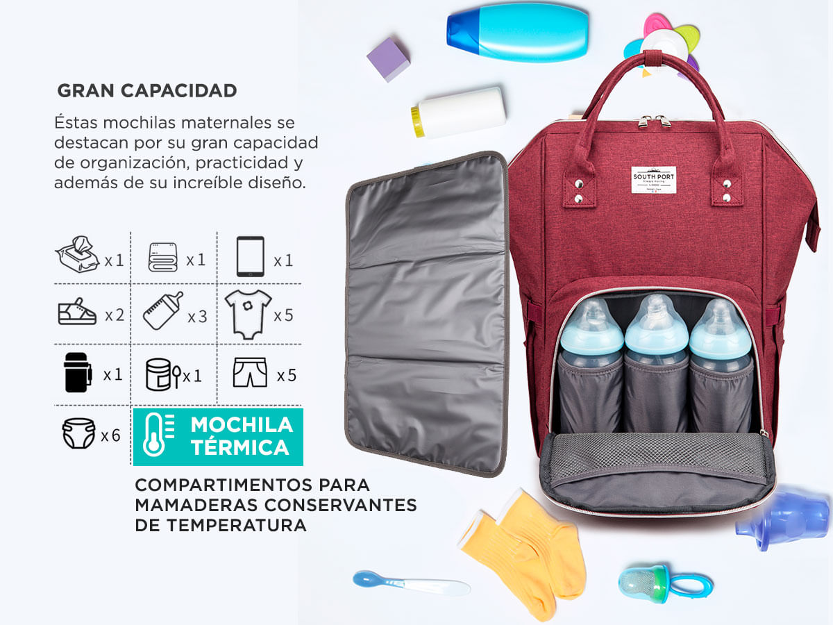 Mochila Maternal Azul South Port S47 By Gadnic con Cambiador