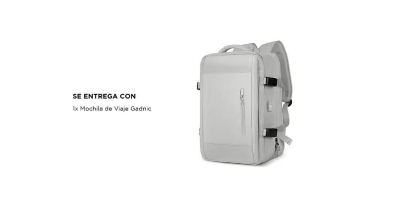 Mochila de Viaje Gris Gadnic Expansible Impermeable 40L Carrefour