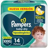Pañales Pampers Babydry talle XXXG 14 uni
